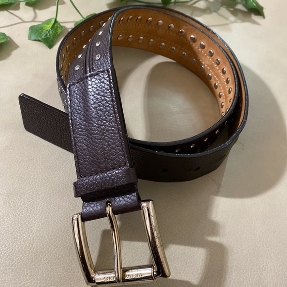 MICHAEL  GENUINE LEATHER  BELT color brown silver SIZE L main image 2